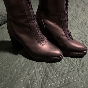 Alexander Wang x H&M  Front-Zip Black Leather Heeled Ankle Boots